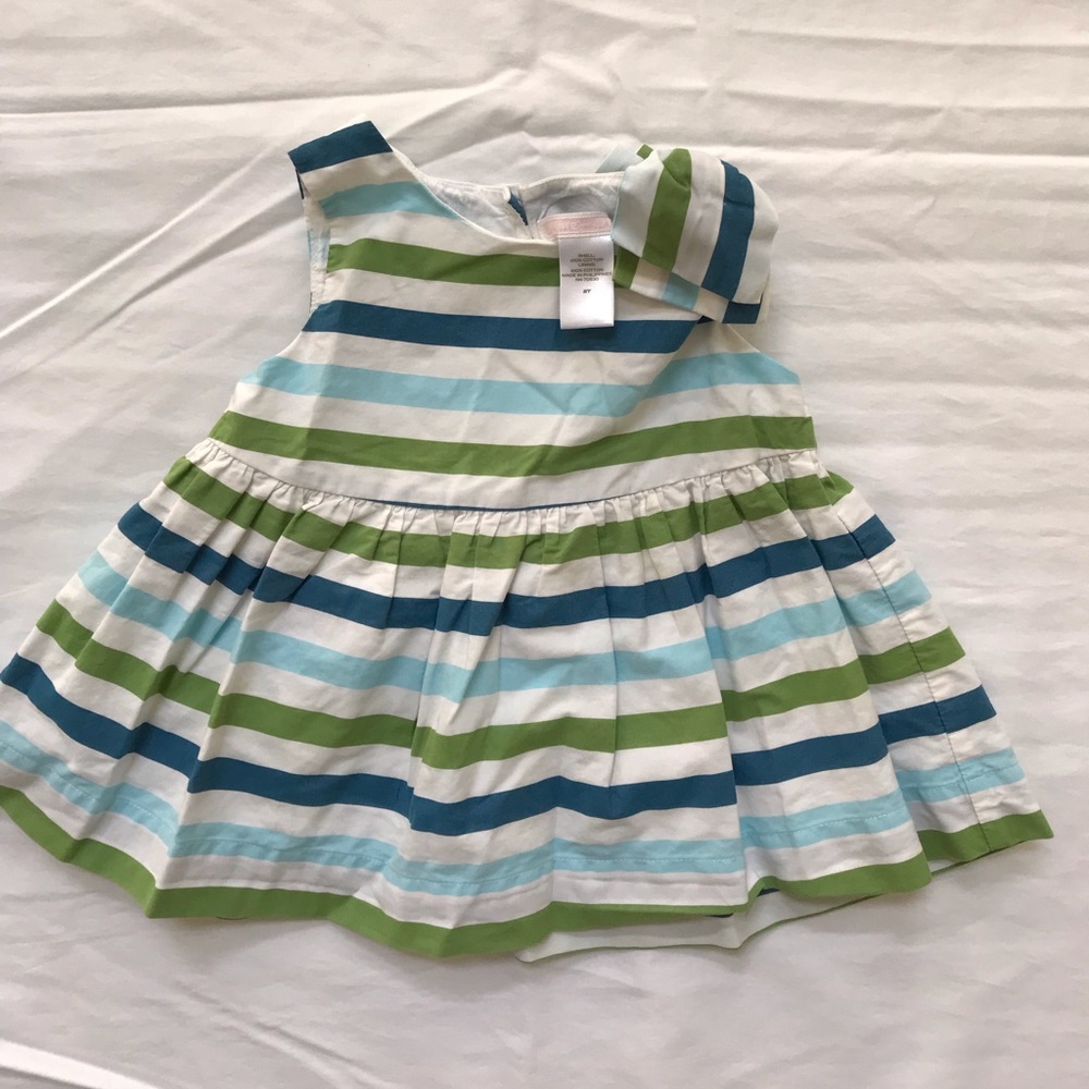Janie and Jack - 2T Blue/green stripe with bow